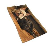 FFLSDR Serviette de Bain imprimé Bouledogue français 40 x 70 cm en Coton Absorbants,Durabilité,Durable pour tous âges