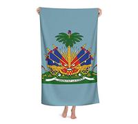 FFLSDR Serviette de Plage Blason d'Haïti Grande Serviette de Bain en Microfibre pour Adultes Couverture de Plage absorbante à séchage Rapide 80X130CM