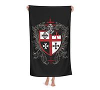 FFLSDR Serviette de Plage Chevaliers Templiers Croix Bouclier Microfibre Grande Serviette de Bain pour Adultes Couverture de Plage absorbante à séchage Rapide 80X130CM