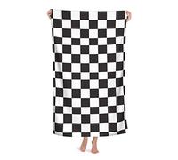 FFLSDR Serviette de Plage Drapeau à Damier Microfibre Grande Serviette de Bain pour Adultes Couverture de Plage absorbante à séchage Rapide 80X130CM