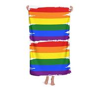 FFLSDR Serviette de Plage LGBT Gay Pride Drapeau Microfibre Grande Serviette de Bain pour Adultes Couverture de Plage absorbante à séchage Rapide 80X130CM