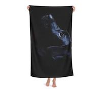 FFLSDR Serviette de Plage Noir Labrador Chien Microfibre Grande Serviette de Bain pour Adultes Couverture de Plage absorbante à séchage Rapide 80X130CM