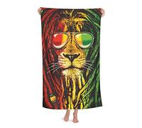 FFLSDR Serviette de Plage Rasta Lion Cool (2) Grande Serviette de Bain en Microfibre pour Adultes Couverture de Plage absorbante à séchage Rapide 80X130CM