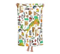 FFLSDR Serviette de Plage Sicile Carte de l'Italie et Voyage Vin Europe Florence Grande Serviette de Bain en Microfibre pour Adultes Couverture de Plage absorbante 80X130CM