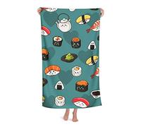FFLSDR Serviette de Plage Sushi Mignon Adulte Voyage Microfibre Grande Serviette de Bain Couverture de Plage absorbante Douce 80X130CM