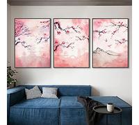 FFLSDR Style japonais impressions sur toile printemps fleurs de cerisier Tableau art bureau peinture photo salon décor à la maison-50x70cmx3 sans cadre