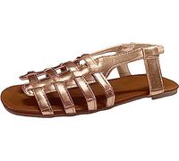 FFMA Femmes Sandales Plates Clip Toe Sandales à Bretelles Coupe Large Confortable Mode Été Sandales Plage & Piscine Chaussures Pas Cher été Confortable Orthopedique,d'or,43 EU