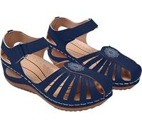 FFMA Sandale De Correction du Pied Au Gros Orteil Sandale Hallux Valgus Plateforme Orthopédique Chaussures Femme Sandale À Évider Respirant Chaussures De Voyage,Bleu,38 EU