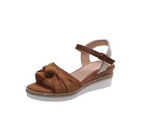 FFMA Sandales Compensées Femme éTé à Bout Ouvert à Talons Hauts Mules à Plateforme Sandales D'été Compensées Rétro Chaussures Confortable Chic Élégant Chaussures,Marron,35 EU