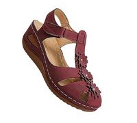 FFMA Sandales Compensees Femme Ete Brodé Espadrille Femmes Chaussures Plateforme à Bout Ouvert Sandales Compensé Bout Ouvert Femme Chaussures de Ville Bride Cheville,Violet,38 EU