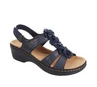 FFMA Sandales Femme éTé Chaussures orthopédiques pour Femmes Confortables Sandales en Cuir Plat Sandales Fleur Fleur Low Toe Open Toe Breathable Sandales,Bleu,40 EU