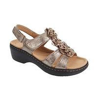 FFMA Sandales Femme éTé Chaussures orthopédiques pour Femmes Confortables Sandales en Cuir Plat Sandales Fleur Fleur Low Toe Open Toe Breathable Sandales,d'or,43 EU