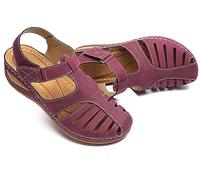 FFMA Sandales femmes décontracté été sandales compensées respirant évider plate-forme sandales mode tête ronde plate-forme sandales compensées sandales,Violet,38 EU