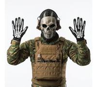 Ffnenu Masque de tête de mort avec gants de tête de mort | Masque de crâne fantôme, respirant, taille unique qui convient à la plupart des adultes pour Halloween, cosplay