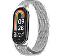 FFO2World Bracelet milanais élégant et léger en acier inoxydable avec fermoir magnétique pour Xiaomi Smart Band 10/9/8 - argenté