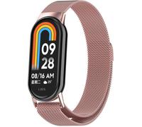 FFO2World Bracelet milanais élégant et léger en acier inoxydable avec fermoir magnétique pour Xiaomi Smart Band 10/9/8 - Rose