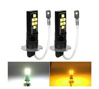 FfOcco 2 pièces H3 LED antibrouillard Mise à Niveau 3030 puces Auto Avant antibrouillard Feux diurnes Blanc 6000K Jaune 12V (Color : Yellow, Size : H3)