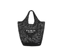 FfOcco Dames nouveau sac tissé maille sac creux plage fourre-tout sac à bandoulière pliable grande capacité adapté for les vacances, pique-nique et fête (Color : Black, Size : 35x6x39cm)