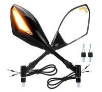 FFOCCO Rétroviseurs Moto 1 Jeu Rétroviseurs Latéraux Moto Universels M8 M10 Avec Clignotants Ambre Et Voyants Lumineux Moto Rétroviseurs