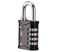 FFORGE Cadenas de voyage à 4 chiffres homologués TSA - Système de clés TSA008, duplication de clés impossible, cadenas à combinaison robuste pour voyage, gym, valise pélican, noir, 1 serrure