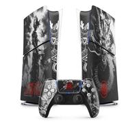 FFrame Sticker PS5 Guerrier Dragon, Autocollant pour Playstation 5 Manga, Console et Manette, Edition Slim Digitale, Skin Guerrier PS5 (1 Manettes)