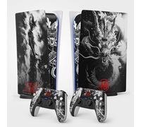 FFrame Sticker PS5 Guerrier Dragon, Autocollant pour Playstation 5 Manga, Console et Manette, Edition Standard Digitale, Skin Guerrier PS5 (2 Manettes)