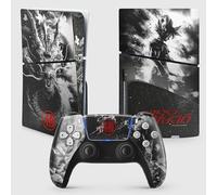 FFrame Sticker PS5 Guerrier Dragon, Autocollant pour Playstation 5 Manga, Console et Manette, Edition Slim Disque, Skin Guerrier PS5 (2 Manettes)