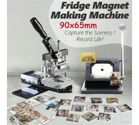 FFTDCYHT Machine pour fabriquer des Photo-aimants, kit pour réaliser des Badges magnétiques carrés, 80x53/90x65 mm, avec 100 Accessoires pour Autocollants et Surfaces thermocollantes
