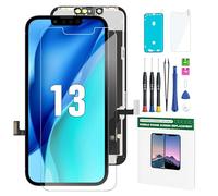 FFtopu Kit de remplacement d'écran pour iPhone 13, écran LCD 3D tactile Full HD, kit de réparation complet avec cadre autocollant étanche + protecteur d'écran trempé pour A2160, A2217, A2215