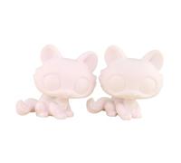 FFTYAOPB Mini Pet Shop Lot de 2 bases blanches, moule blanc personnalisé, base vierge pour chat accroupi, design à faire soi-même, jouets pour enfants, inspirent l'imagination des enfants