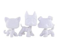 FFTYAOPB Mini Pet Shop Lot de 3 bases blanches, moule blanc personnalisé base vierge Great Dane Collie Chat à poil court Peinture Animaux Figurines Jouets pour enfants, inspirent l'imagination des