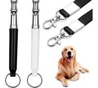 FFWTPY 2 Pcs Sifflet pour Chien Sifflet pour Compagnie en Acier Inoxydable à Fréquence Réglable avec Lanière Sifflet à Ultrasons Professionnel