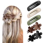 FFWTPY 5 Pièces Ensemble Pinces à Cheveux Ovales Minimalistes Barrettes Florales Accessoires Coiffure Élégants Clips Cheveux Mats (SET B)