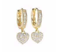 FFWTPY Boucles D'oreilles Créoles Cœur Zirconium Cubique Plaqué Or Bijoux Femme Élégants Petits Anneaux Cristal Brillant Pendants