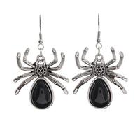FFWTPY Boucles d'oreilles Femme Araignée Gothique en Alliages avec Pierre Noire Bijoux Tendance pour Soirées et Festivals(Noir)