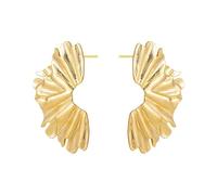 FFWTPY Boucles D'oreilles Ondulées Feuille Métallique Sculptée Dorées Créoles Artistiques Bijoux Femme
