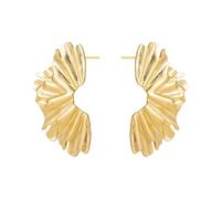 FFWTPY Boucles D'oreilles Ondulées Feuille Métallique Sculptée Dorées Créoles Artistiques Bijoux Femme