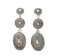 FFWTPY Boucles D'oreilles Pendantes Motif Soleil Ethnique Bohème Vintage Triple Médaillon Argent Antique Bijoux Femme