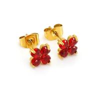 FFWTPY Boucles D'oreilles Trèfle Cristal Plaqué Or 18k Bijoux Femme Clous Puces Élégants Accessoires Brillants Charme Portebonheur Joaillerie