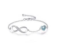 FFWTPY Bracelet Infini Symbole Éternel Cœur Cristal Bleu Chaîne Ajustable Bijoux Femme Élégant Accessoire Poignet