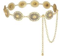 FFWTPY Chaîne Ceinture Médaillon Floral Vintage Ajustable Bohème Accessoire Taille Femme Élégant Ornement Décoration (Or A)
