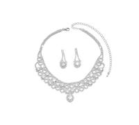 FFWTPY Collier Boucles D'oreilles Cristal Brillant Parure Bijoux Strass Élégante Ensemble Luxueux Accessoires Femme