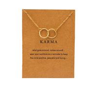 FFWTPY Collier Cercles Entrelacés Karma Symbole Éternel Chaîne Délicate Bijou Minimaliste Pendentif Double Anneaux