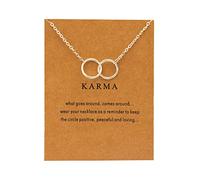 FFWTPY Collier Cercles Entrelacés Karma Symbole Éternel Chaîne Délicate Bijou Minimaliste Pendentif Double Anneaux