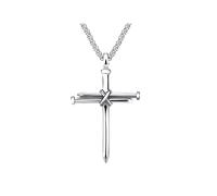 FFWTPY Collier Croix Gothique Pendentif Religieux Chaîne Maille Vénitienne Bijoux Homme Accessoire Symbolique Noir