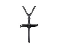 FFWTPY Collier Croix Gothique Pendentif Religieux Chaîne Maille Vénitienne Bijoux Homme Accessoire Symbolique Noir