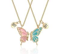 FFWTPY Collier Papillon Amitié Pendentif Médaillon Bff Chaîne Dorée Bijou Élégant Accessoire Femme