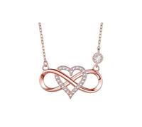 FFWTPY Collier Symbole Infini Cœur Entrelacé Orné Cristaux Brillants Pendentif Élégant Chaîne Délicate Bijou Féminin