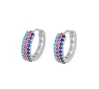 FFWTPY Créoles Rondes Pavées Zircon Multicolore Argent 925 Bijoux Femme Boucles Oreilles Élégantes Brillantes Intemporelles