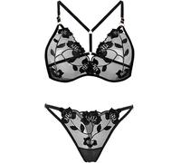 FFWTPY Ffwtpy Lingerie Sexy Femme Coquine Hot Ensemble Dentelle Triangle Bretelles Broderie Tenue Érotique sous Vêtements Set Nuisette Séduction Soirée Romantique